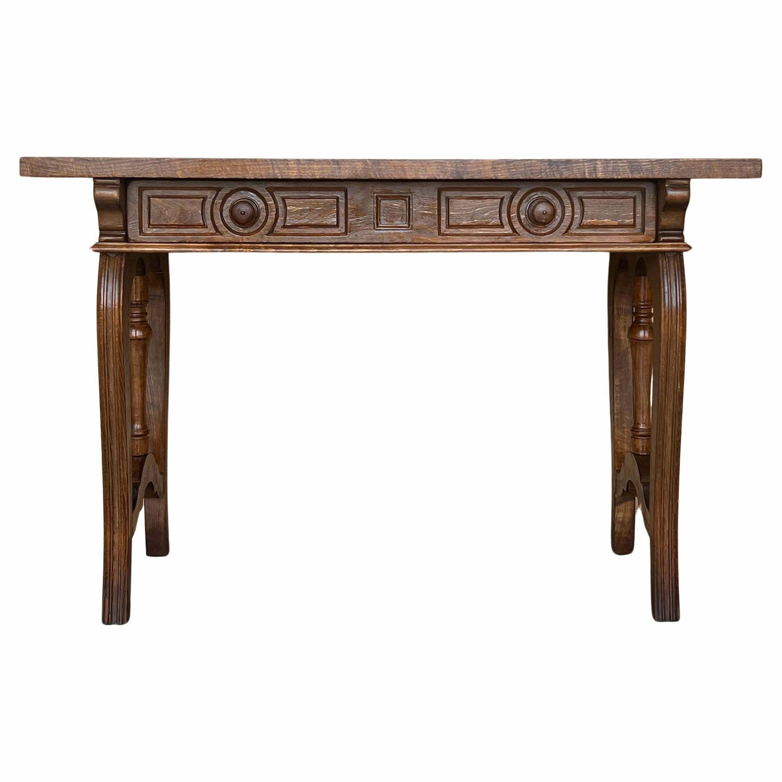 Console, bureau ou table de toilette catalane en noyer, début du XIXe siècle