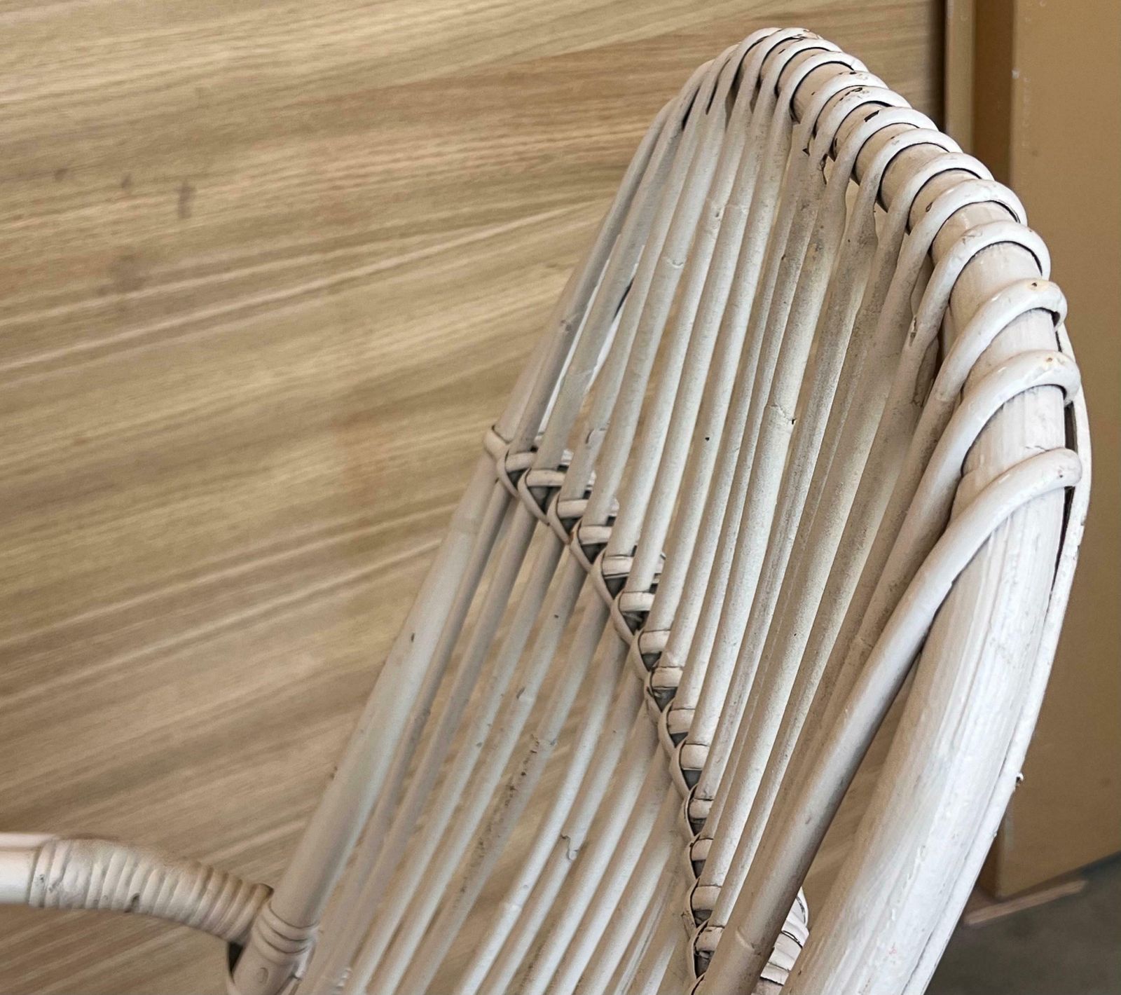 photo for sale Rocking chairs vintage en bambou blanc dans le style de Franco Albini, Italie