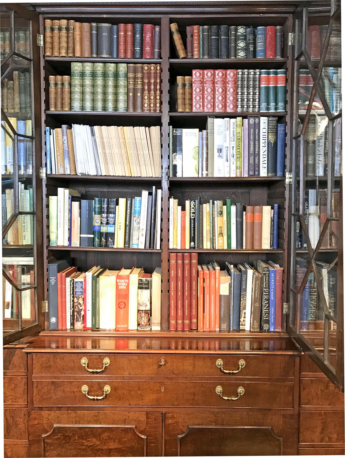 Chippendale Period Mahogany Secretaire Breakfront Bookcase photo vinterior