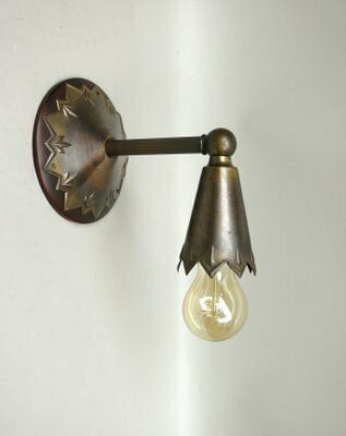 Art Nouveau Brass Wall Lights In The Style Of Dagobert Peche, Austria, 1890s, Set Of 2 photo Lighting