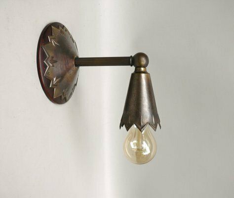 Art Nouveau Brass Wall Lights In The Style Of Dagobert Peche, Austria, 1890s, Set Of 2 photo 6413.25
