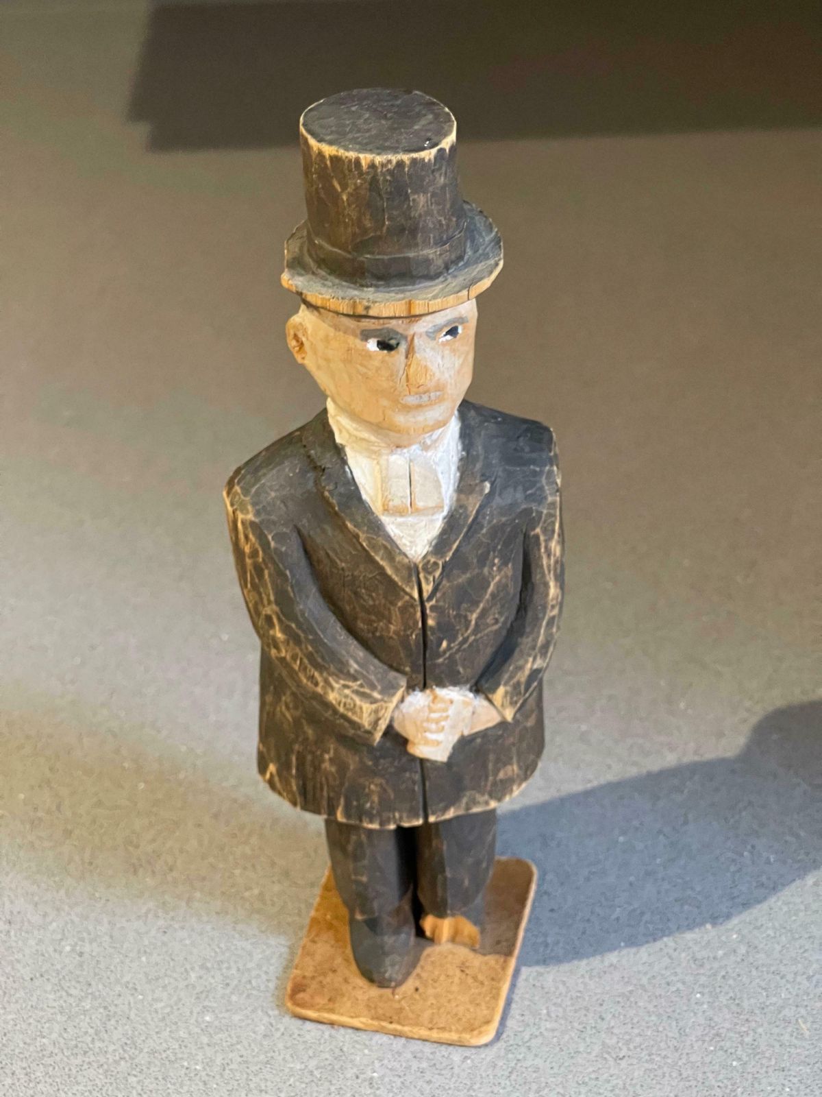 Wooden Carving Human Sculptures, Formal Dressed Antique Decorative Man Figurine photo for sale