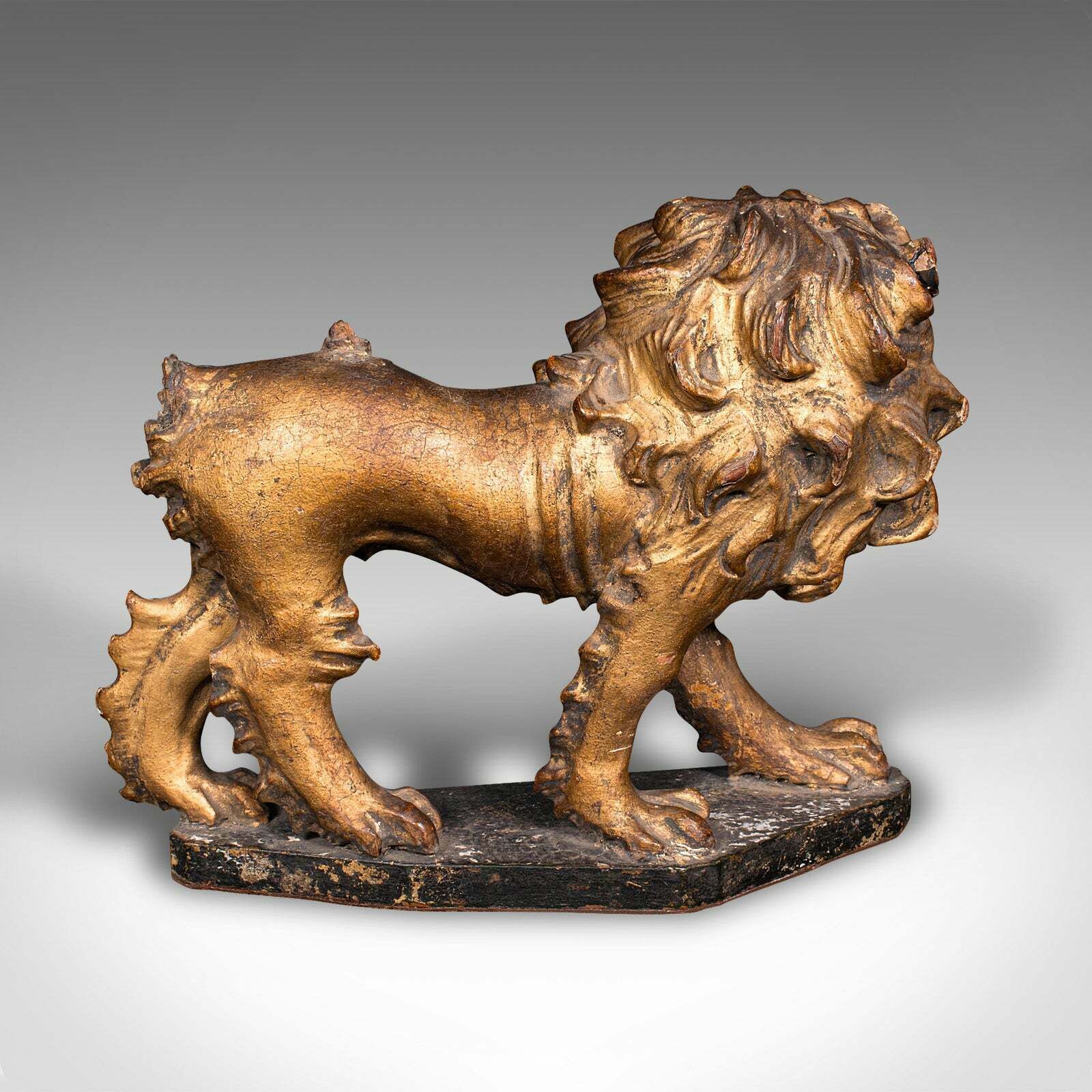 Antique Carved Lion Figure, English, Giltwood, Decorative Ornament, Mid Georgian photo 985.0