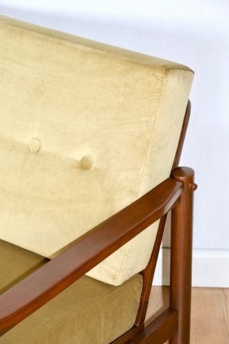 Wooden Armchair Designed By Z. Baczyk, Vintage Brown Yellow Olive photo Furniture