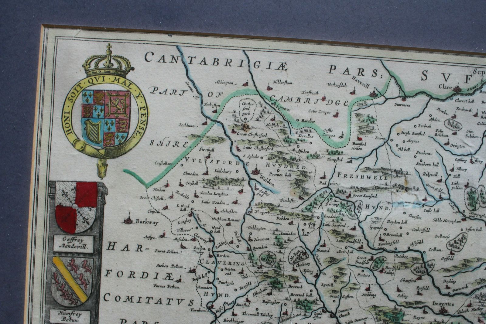 17th Century Map Of Essex ‘Essexua Comitatusa’  By Johannes Blaeu photo for sale