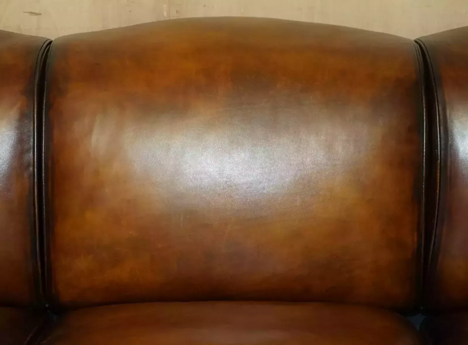 photo for sale 1 Of 2 Large George Smith Howard & Son's Brown Leather Signature Scroll Arm Sofa