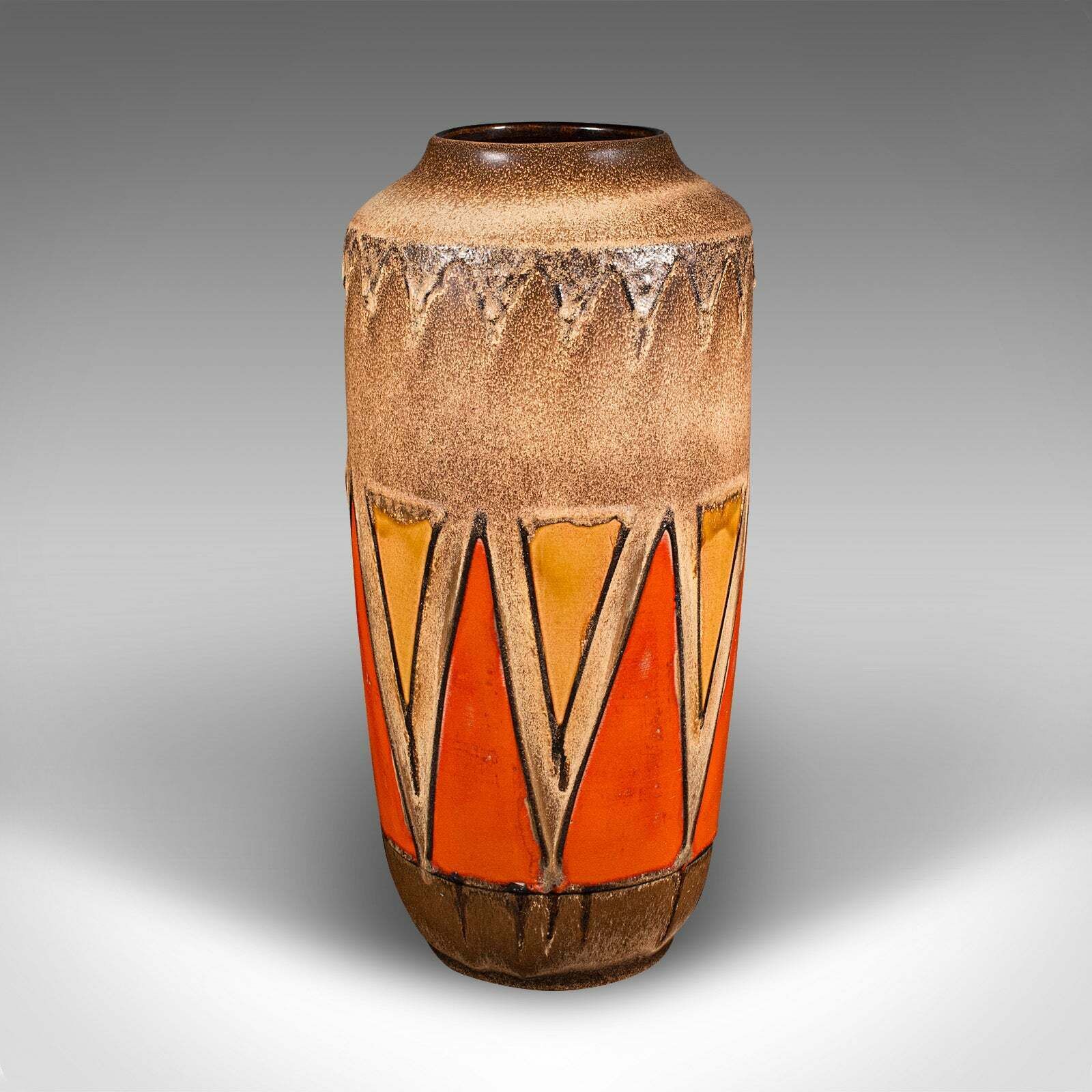 Vintage Fat Lava Vase, German, Ceramic Baluster, Magma Finish, Mid Century, 1960 photo for sale