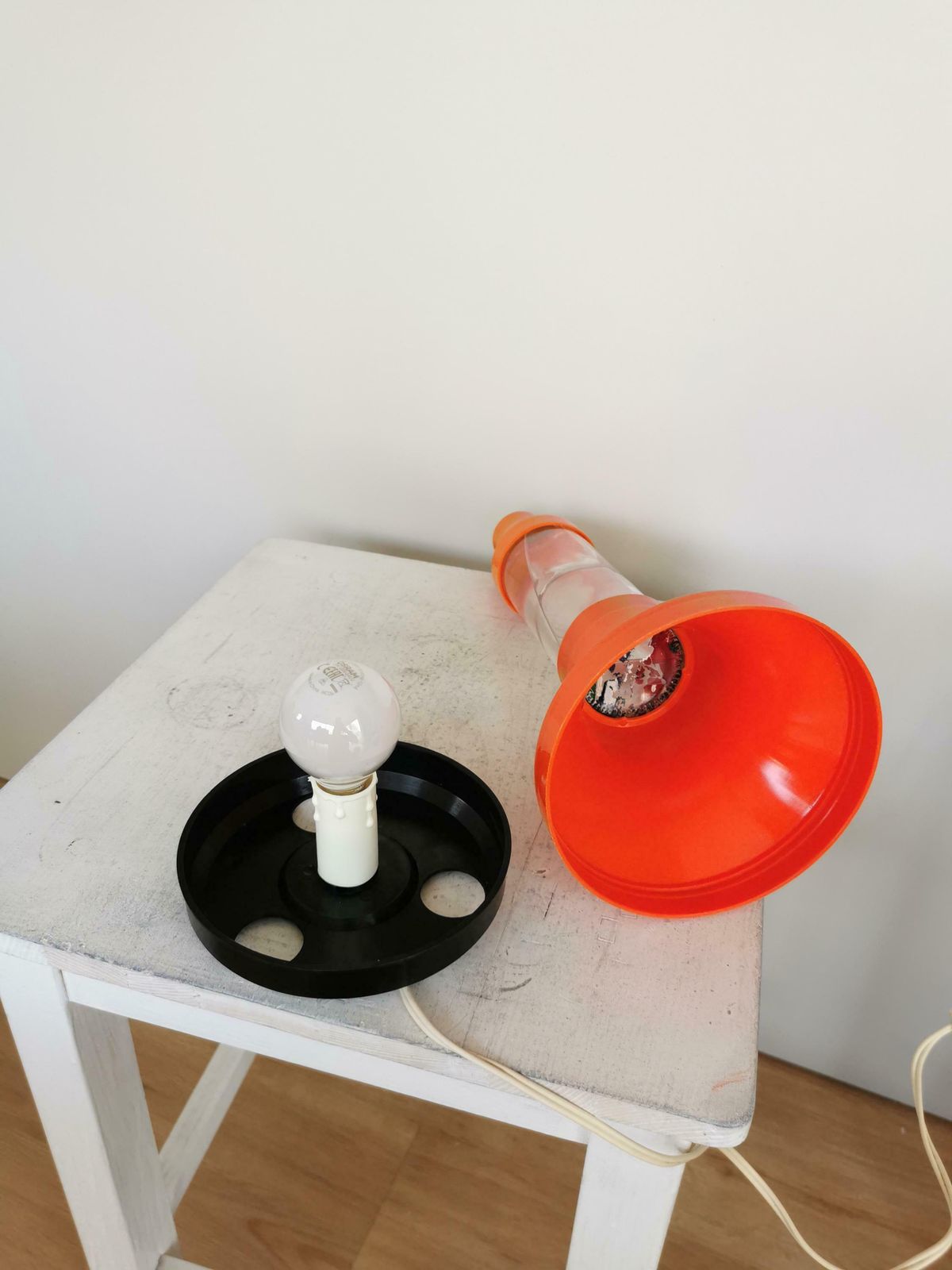Vintage Orange Desk Lamp / Made In Italy 1970s / Space Age Italian Design Lava Table Light / Retro Lighting / Plastic With Water photo Lighting