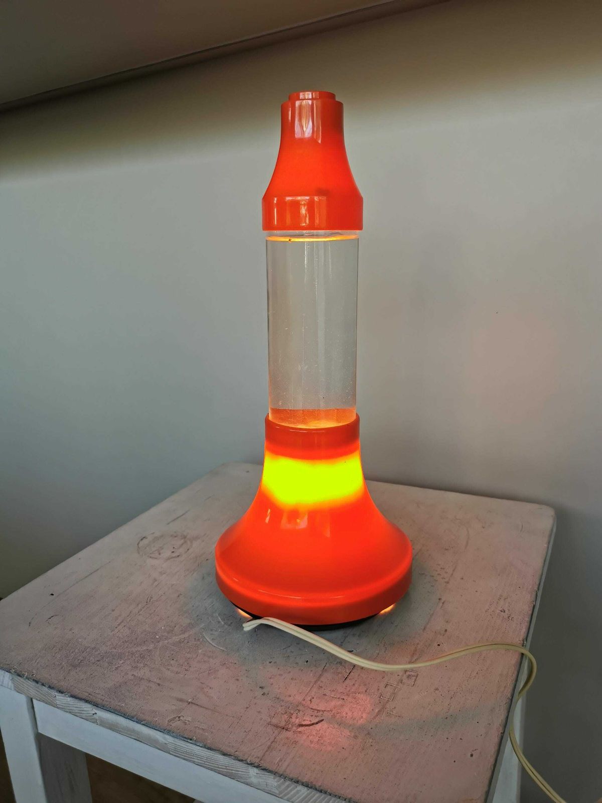 Vintage Orange Desk Lamp / Made In Italy 1970s / Space Age Italian Design Lava Table Light / Retro Lighting / Plastic With Water photo 152.0