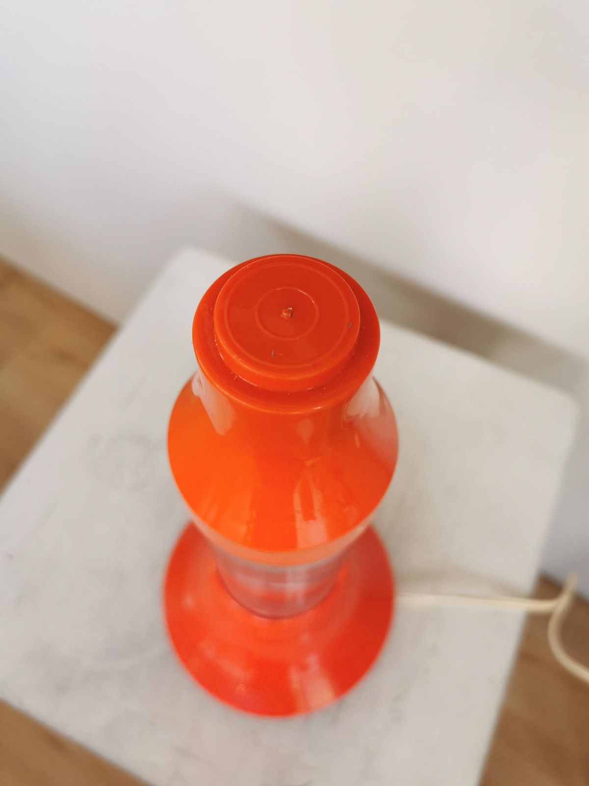 Vintage Orange Desk Lamp / Made In Italy 1970s / Space Age Italian Design Lava Table Light / Retro Lighting / Plastic With Water photo vintage