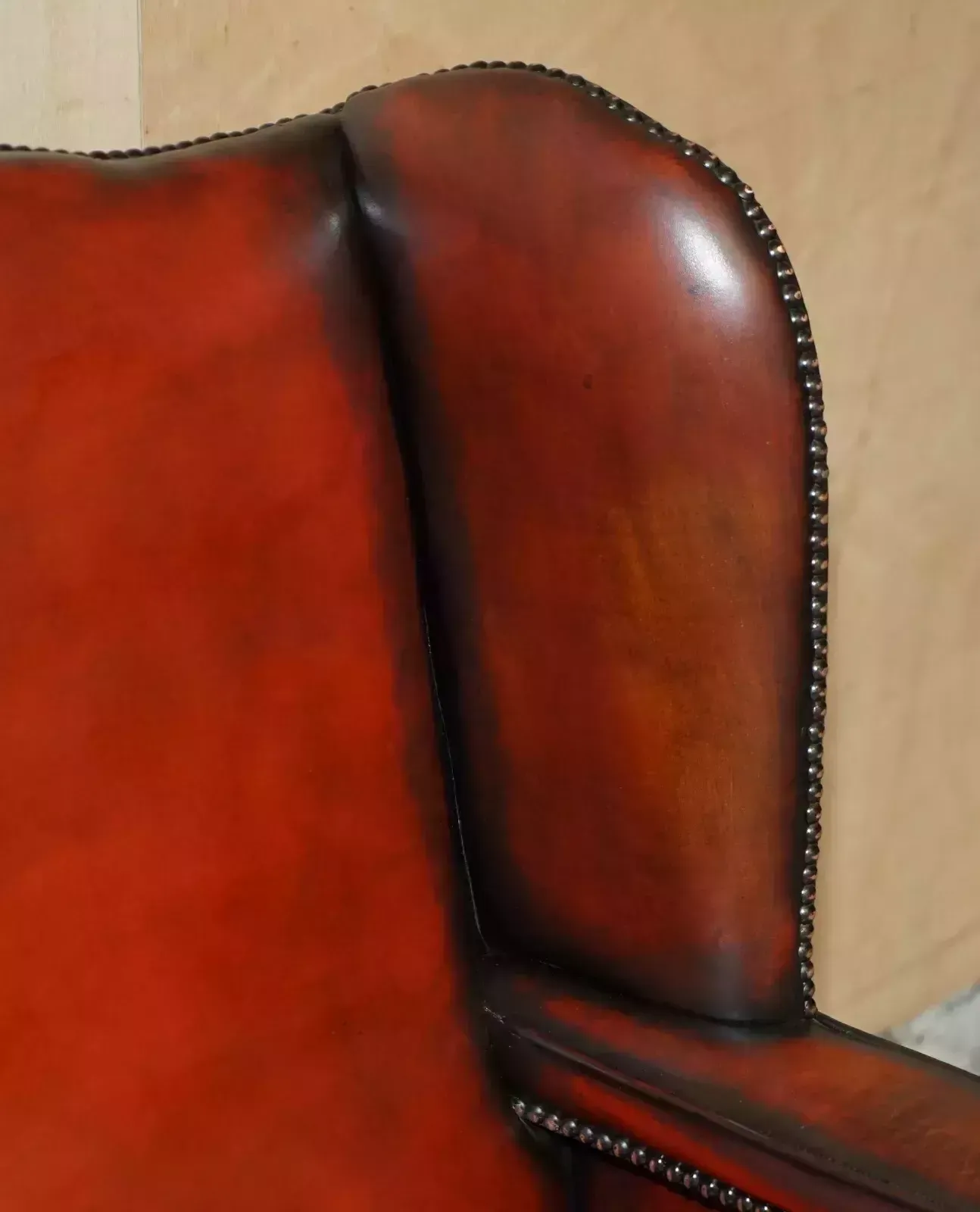Pair Of Restored Vintage Leather Wingback Armchairs William Morris Flat Top Arms photo 5000.0