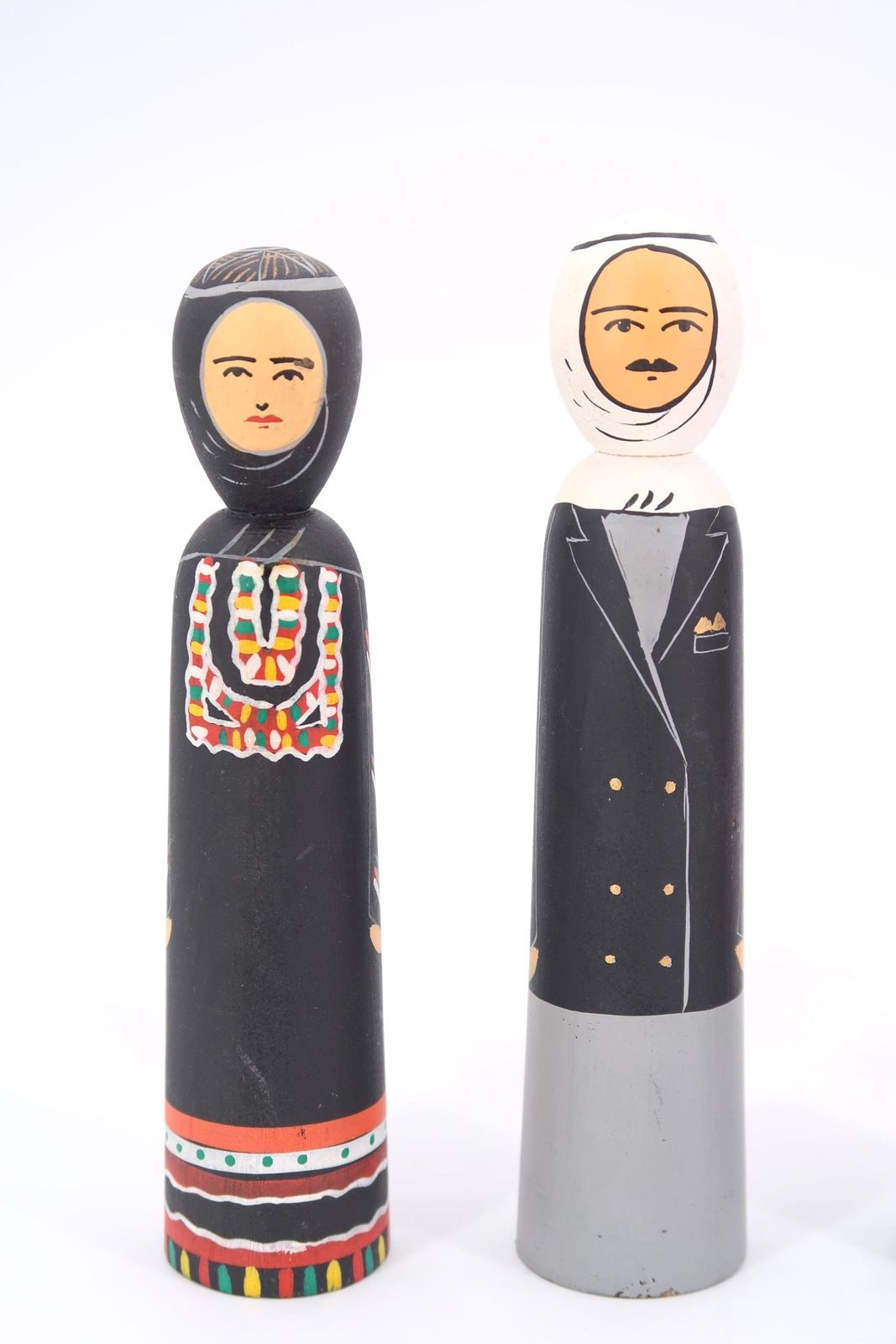 Set Of 4 Painting Wooden Figurines, Muslim Family, 1970s / Islamic, Arab, Arabian, Folk photo furniture
