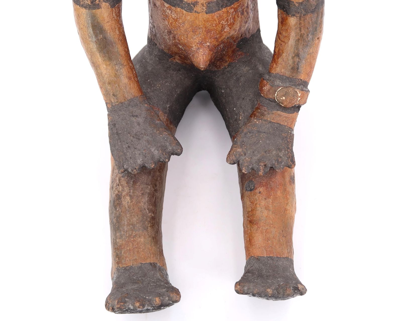 African Sculpture, Seated Man In Terracotta, 1980s / Man, Africa, Statue, Ceramic, Bookend photo 411.0