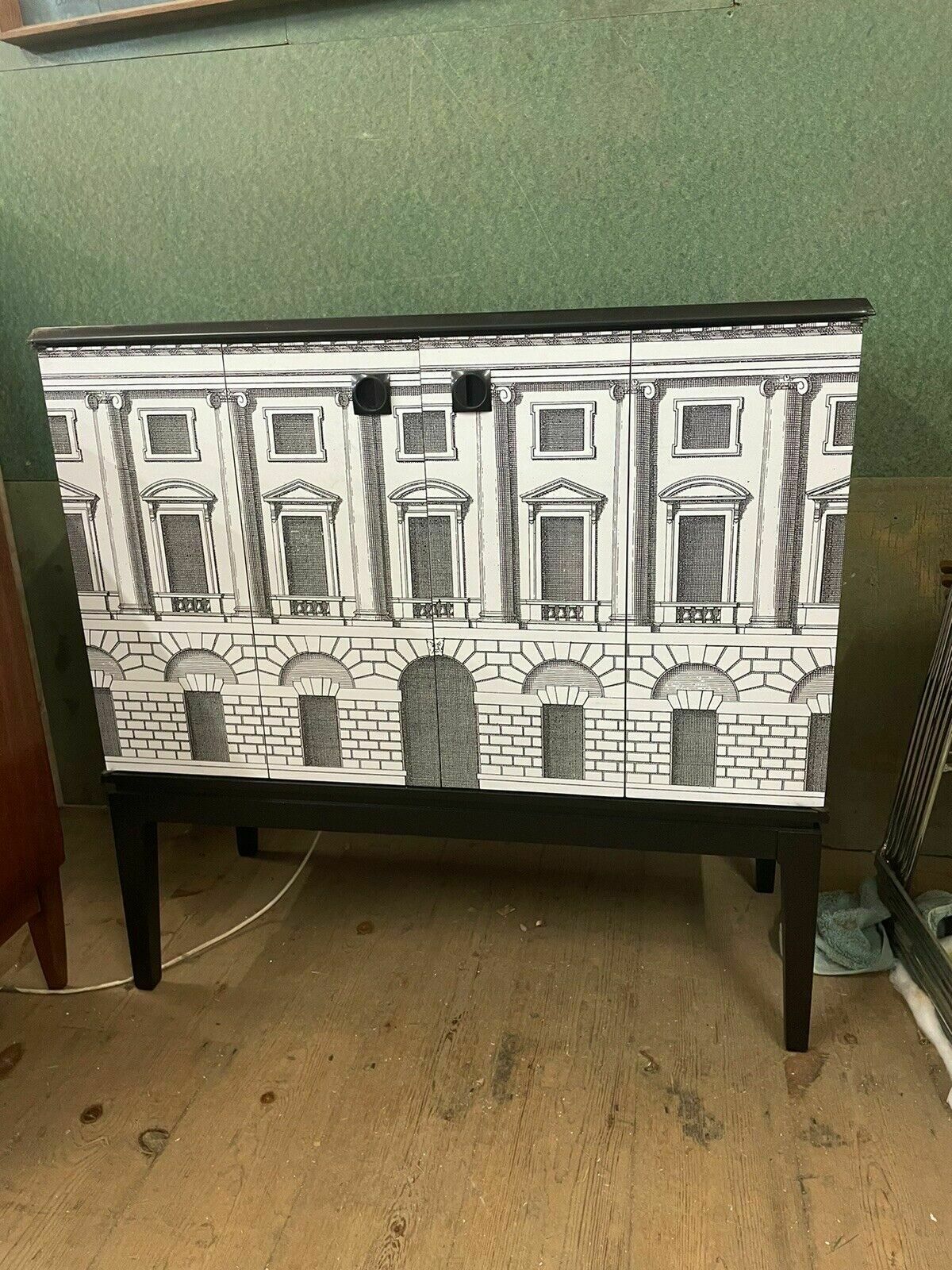 Vintage Bar Cabinet Neo Classical Fornasetti Style 1950s 60s Italian