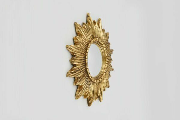 Gold Sunburst Mirror In Resin With Convex Mirror, France, 1960s photo for sale