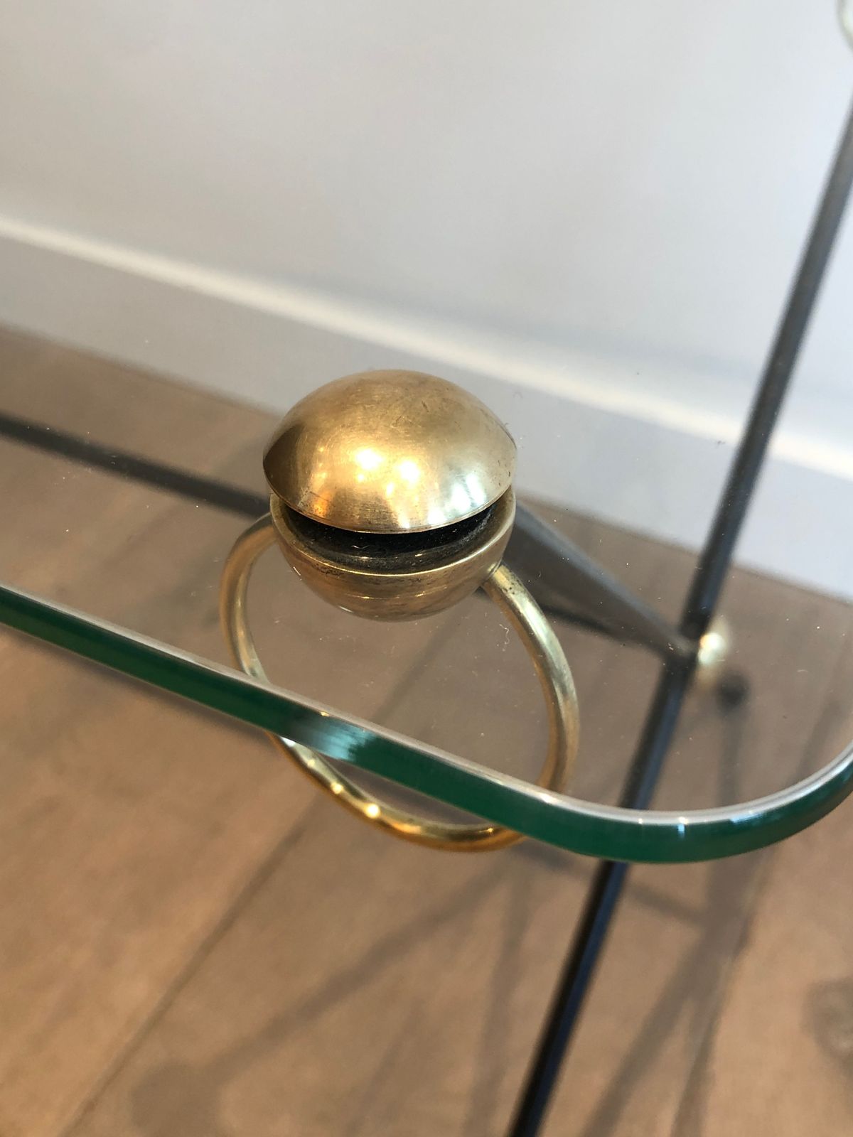 photo furniture Coffee Table In Brass Lacquered Metal And Glass Slab From Jacques Adnet