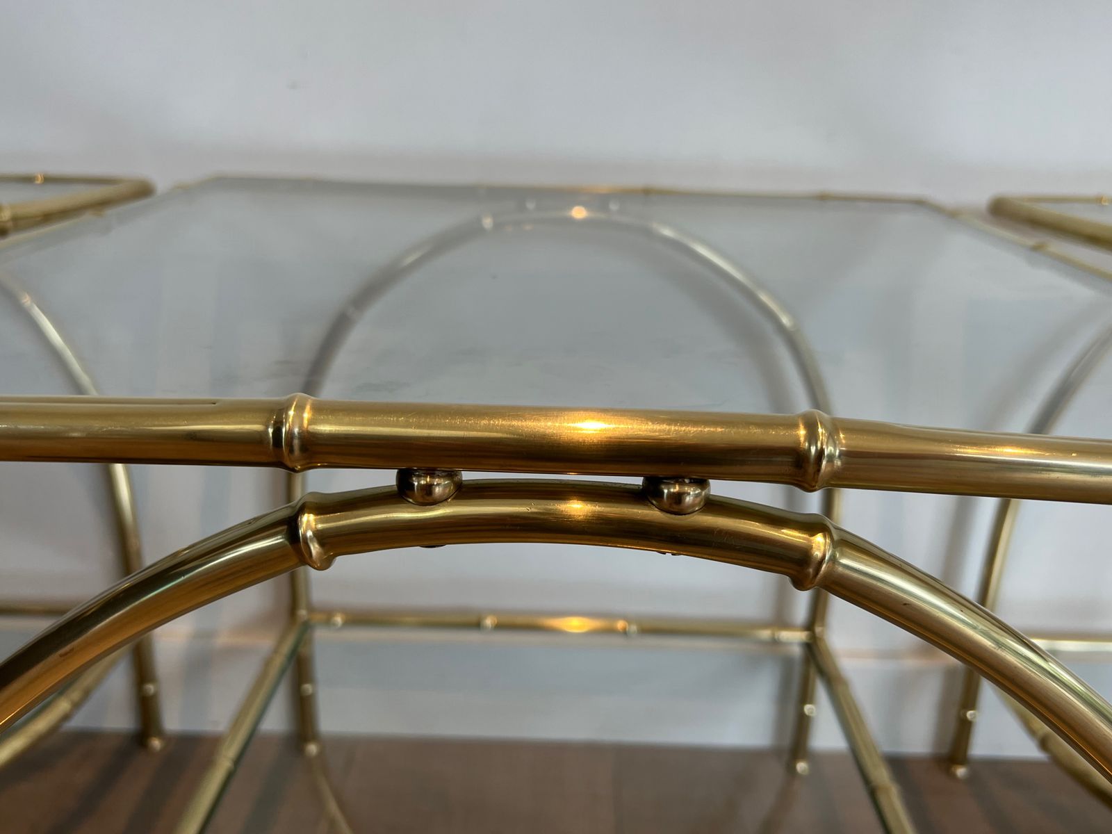 photo buy Tripartite Coffee Table In Faux Bamboo Style Brass In The Taste Of Maison Baguès