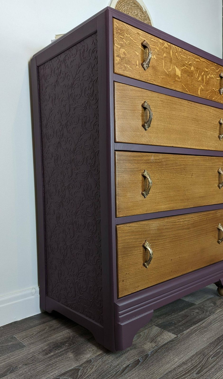 photo furniture Vintage, Hand Painted, Retro, Lebus, Drawers, Purple, Mid Century