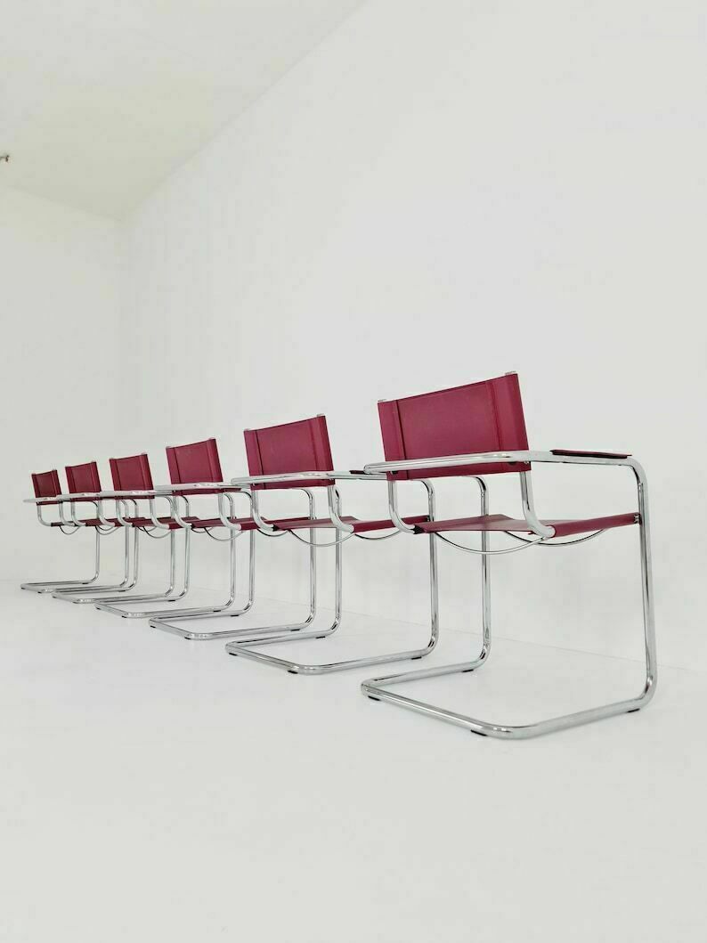 1 Of 10 Chairs Model Mg5 Centro Studio Desk Chair In Cognac By Mart Stam & Marcel Breuer, 1970s photo vinterior