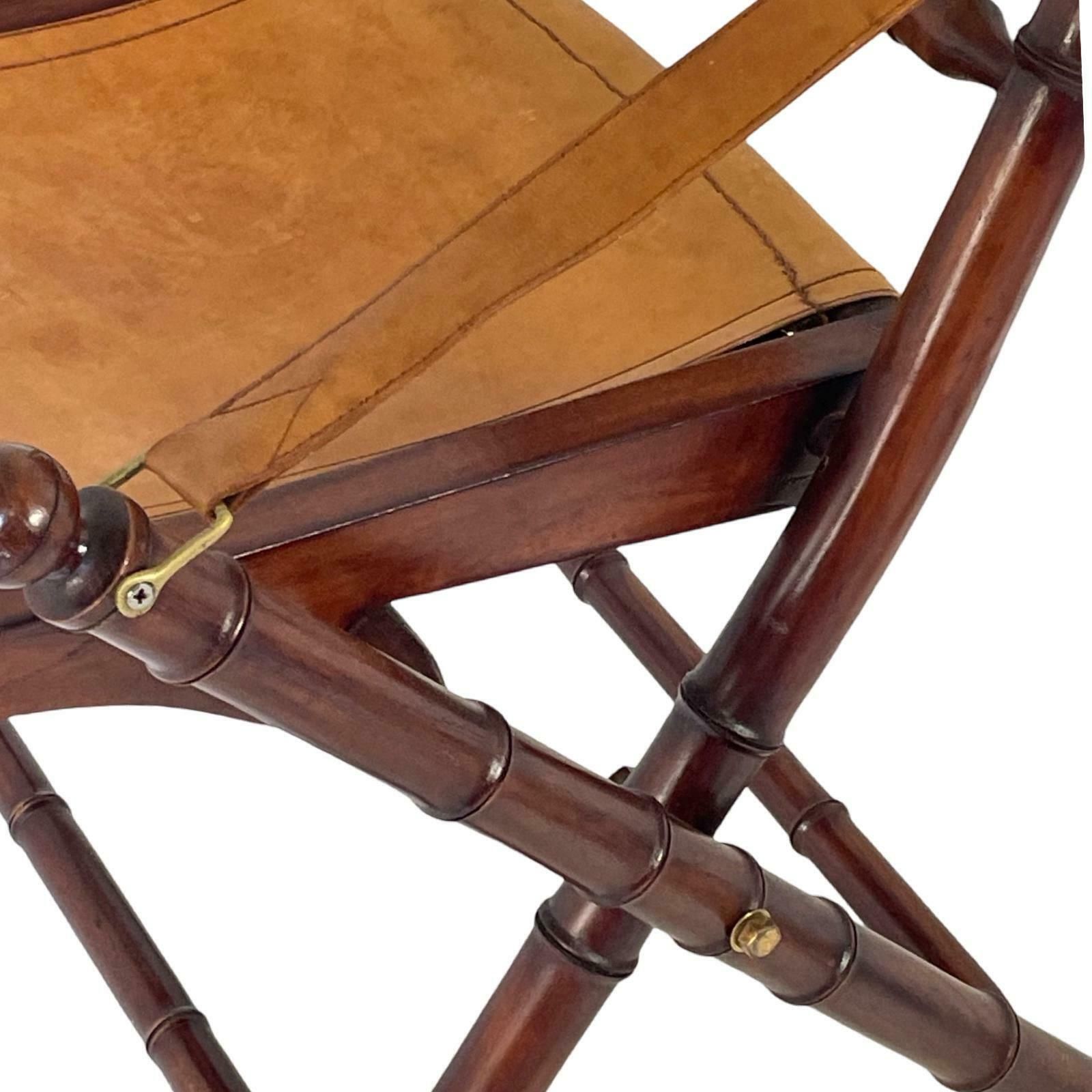 Officer's Chair   Wood And Leather Upholstery   Military Campaign Style photo 448.0