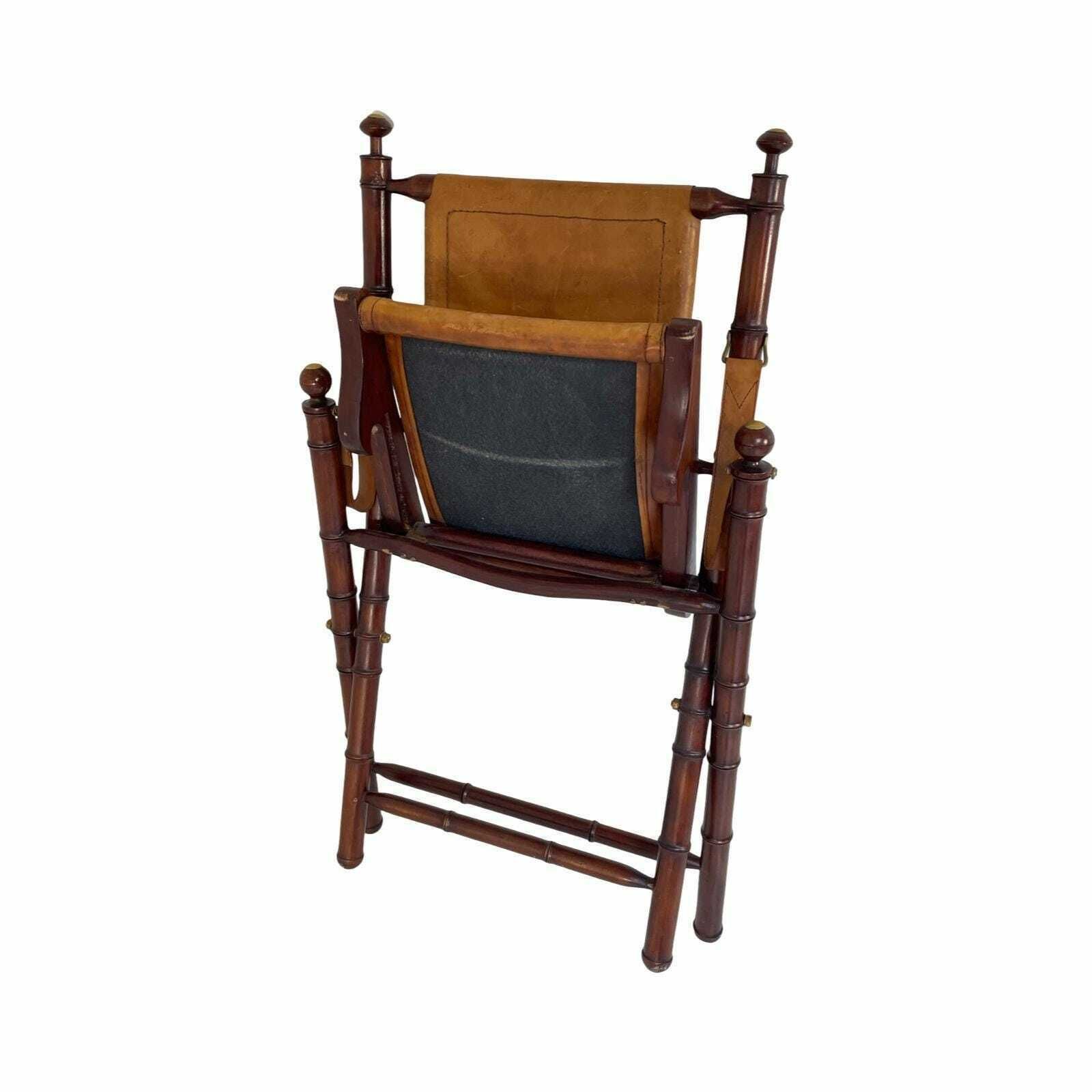 Officer's Chair   Wood And Leather Upholstery   Military Campaign Style photo buy