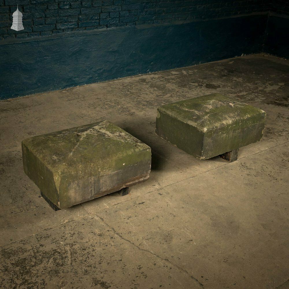 Sandstone Pier Caps, Pair Of Four Way Weathered Standard Apex Pier Caps photo Garden Decor