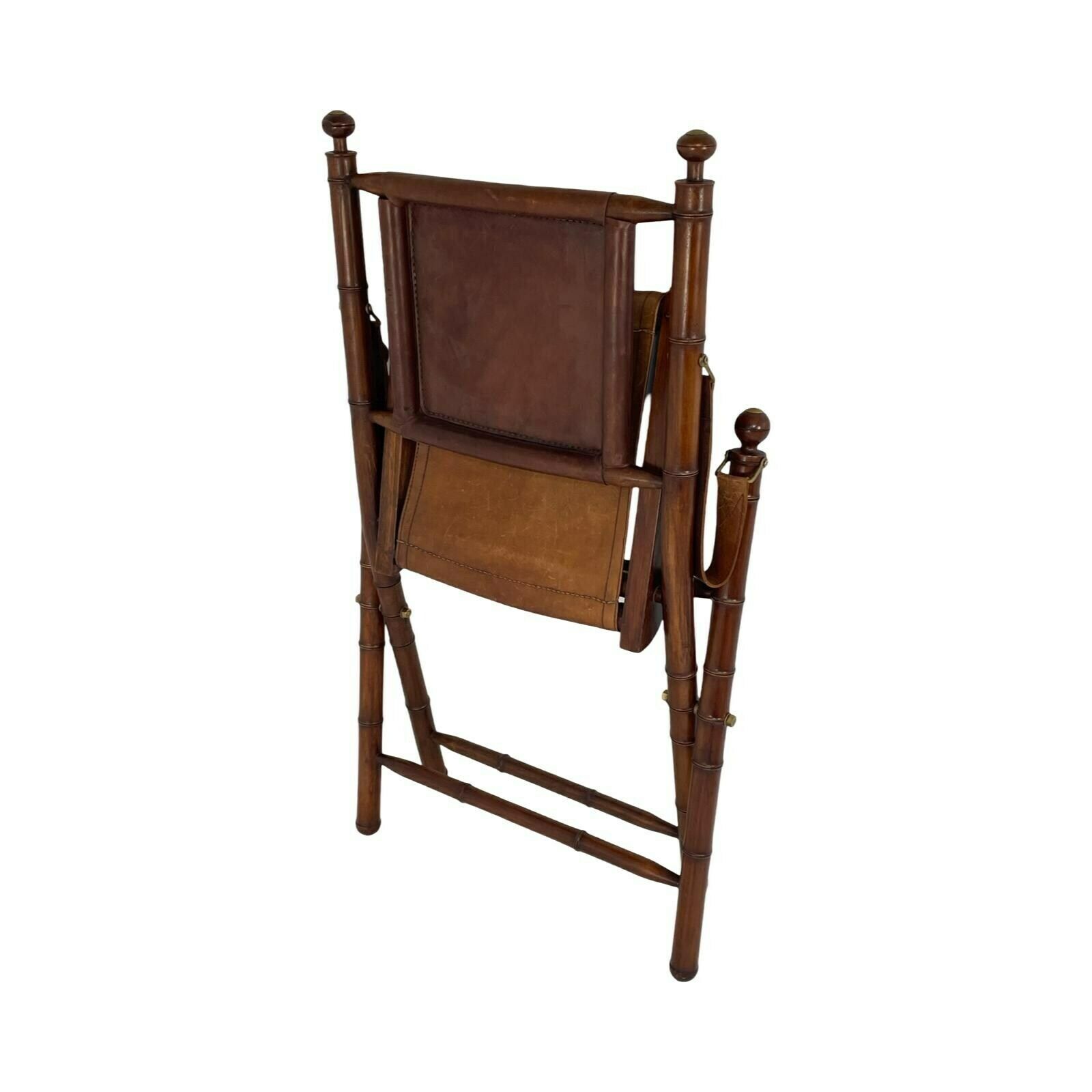 Officer's Chair   Wood And Leather Upholstery   Military Campaign Style photo vintage