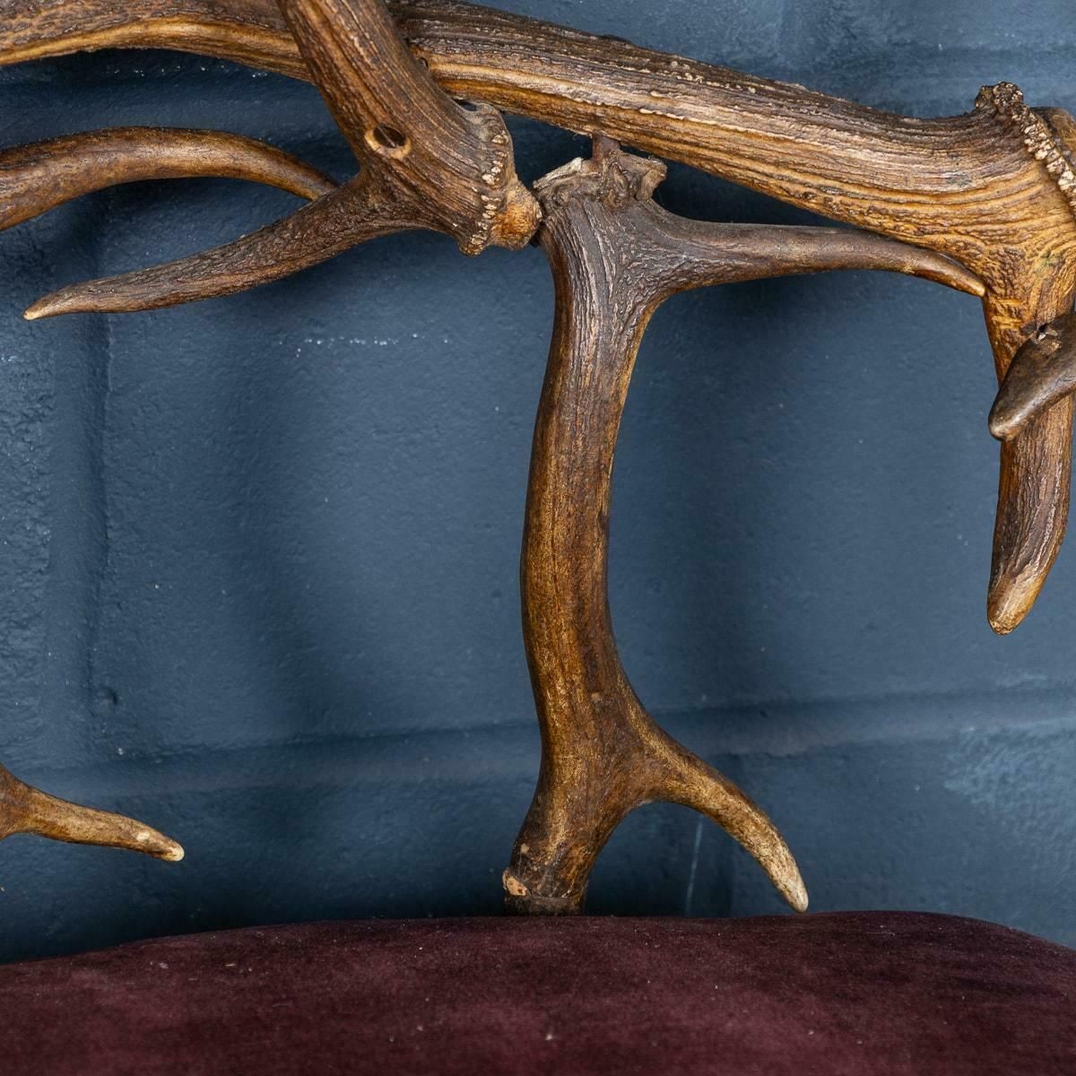 photo buy Antique 19th Century Black Forest Antler Horn Sofa, Swiss/German C.1890