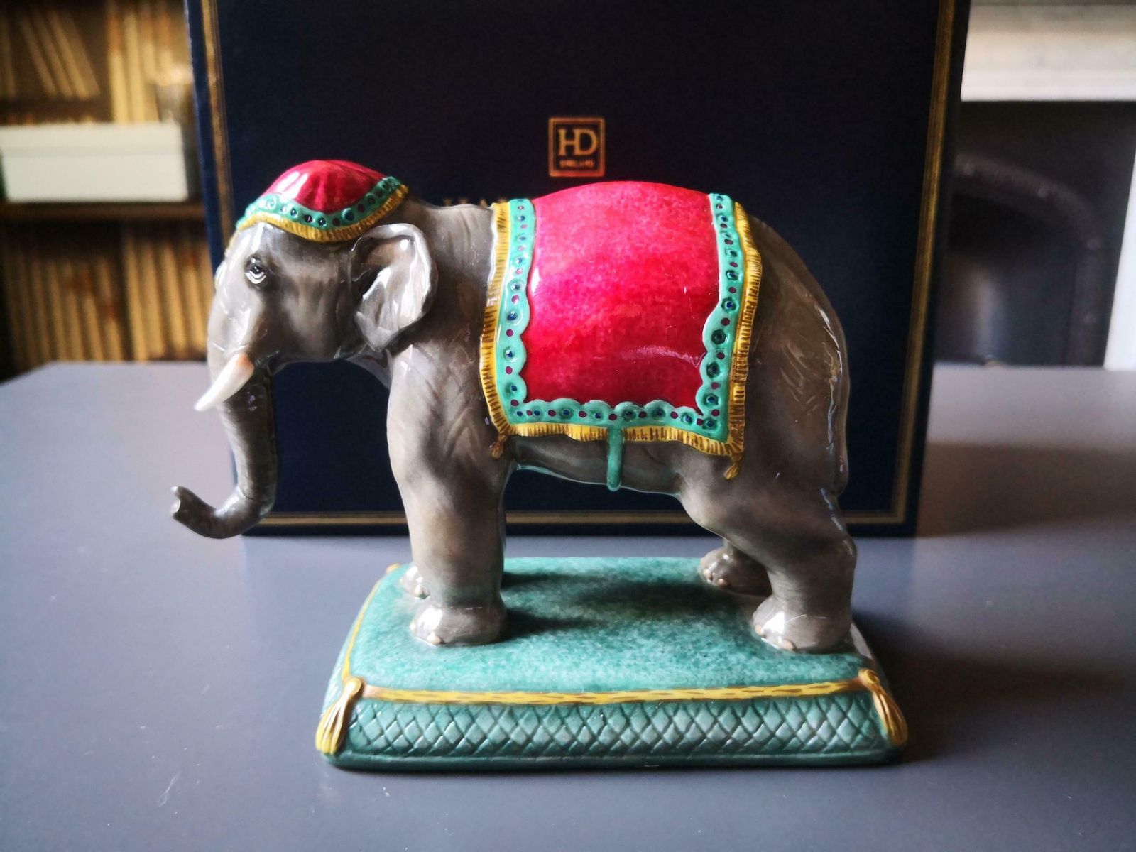 Halcyon Days Indian Elephant Porcelain Figure In Giftbox photo 175.0