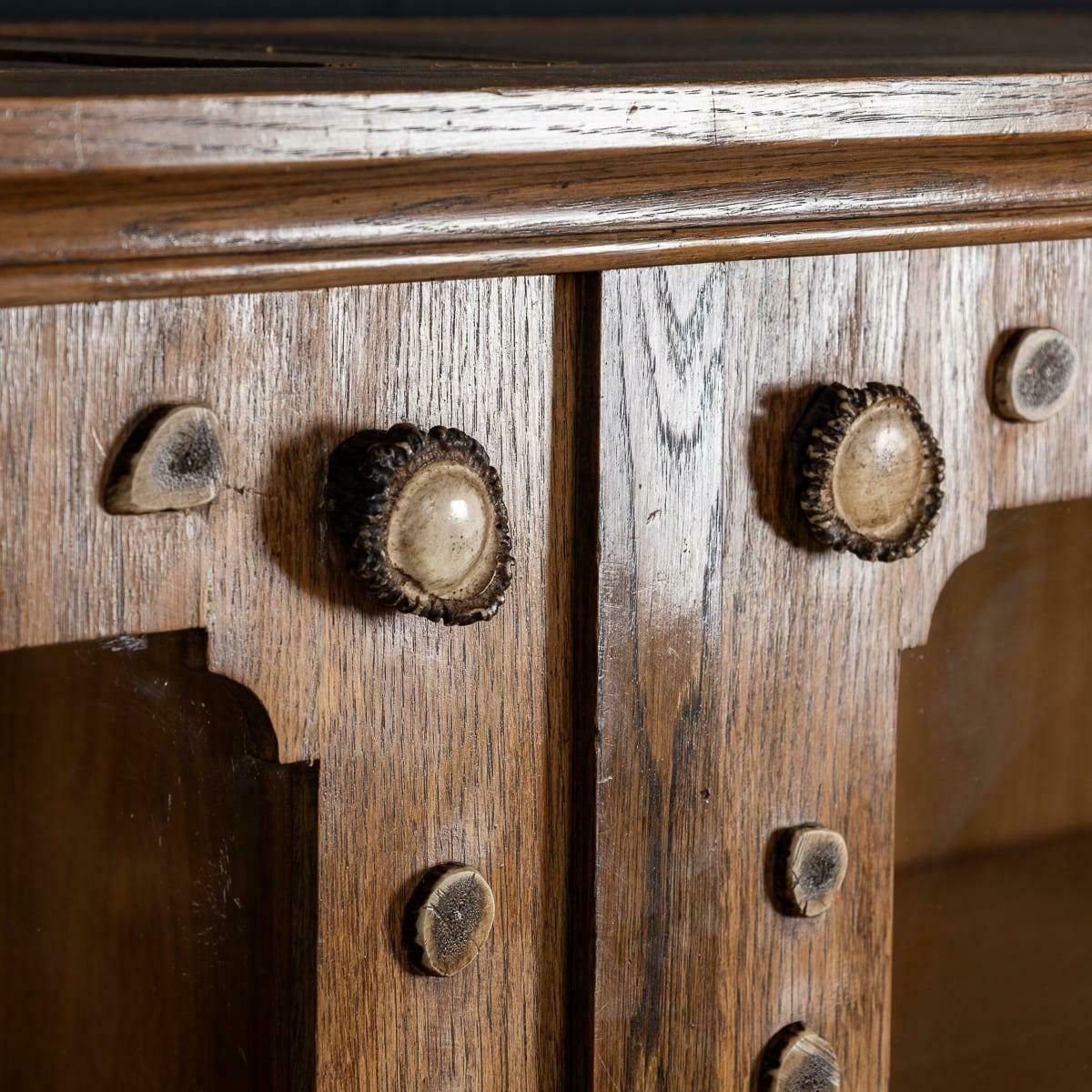 photo furniture Antique 20th Century German Black Forest Oak & Antler Cabinet C.1900