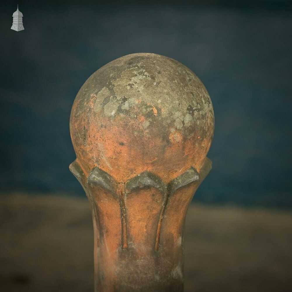 Ball Top Ridge Finial, Weathered Terracotta photo vintage