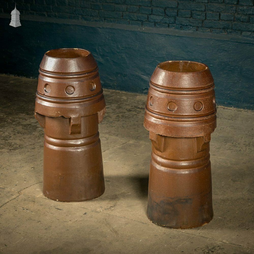 photo vinterior Chimney Pot Planters, Salt Glazed, Pair