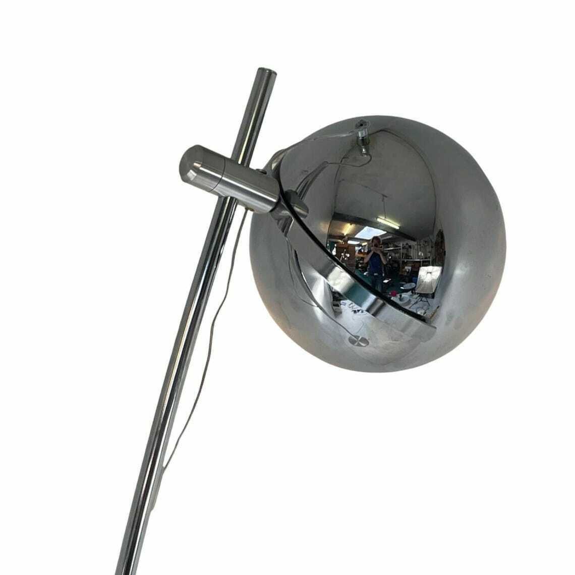 Hala Zeist   696   Space Age Design   Vintage   Floor Lamp With Chrome Shade, Polished Aluminum Base And Chromed Upright photo vintage
