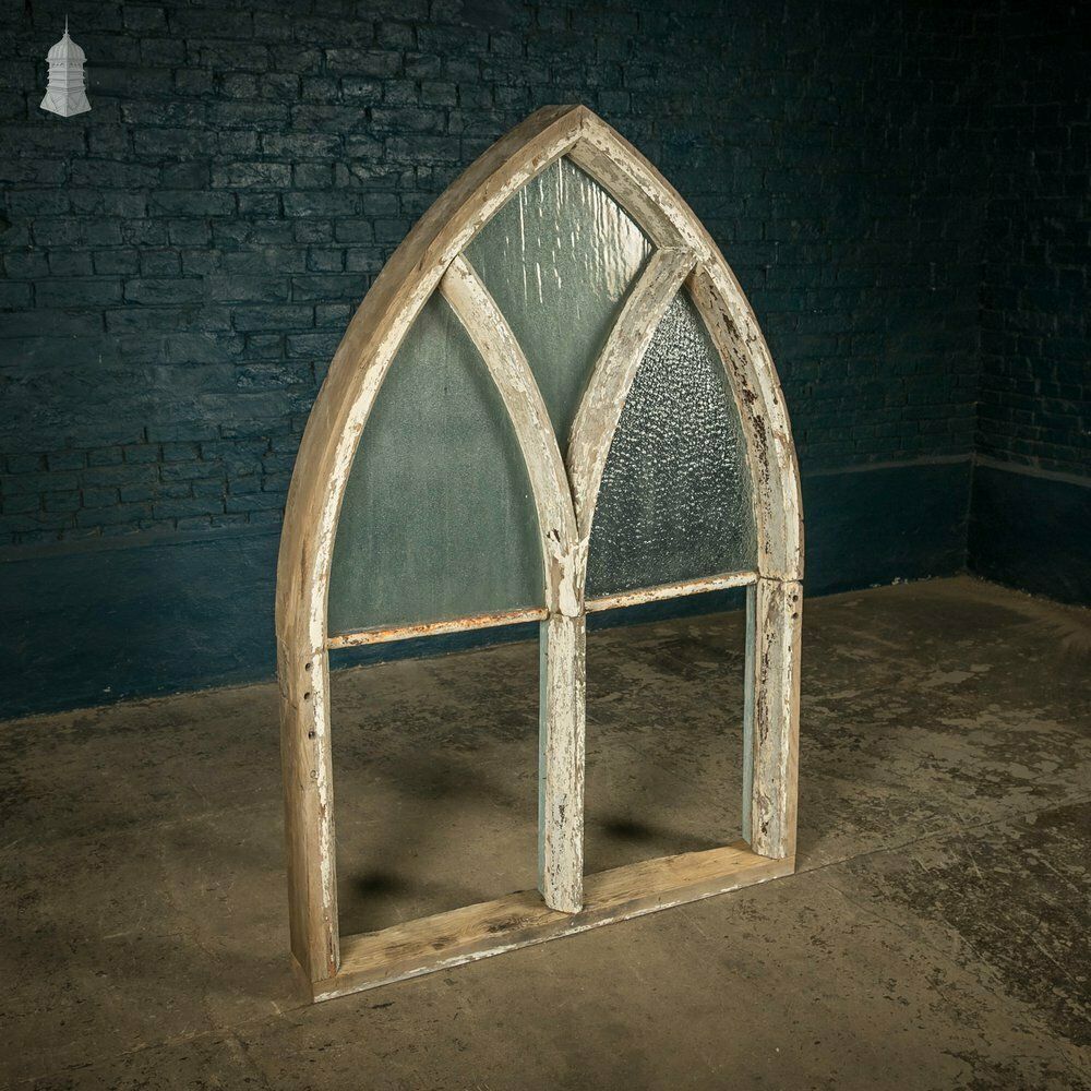 Arch Top Window, Gothic Style With Ribbed Textured Glass
