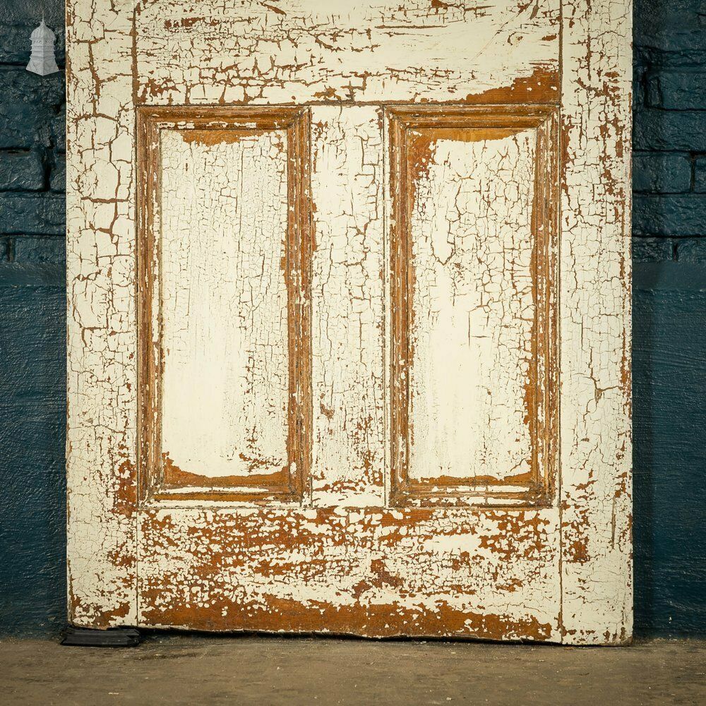 Half Glazed Door, 3 Moulded Pine Panel Distressed Crackled Paint photo Home Fixtures