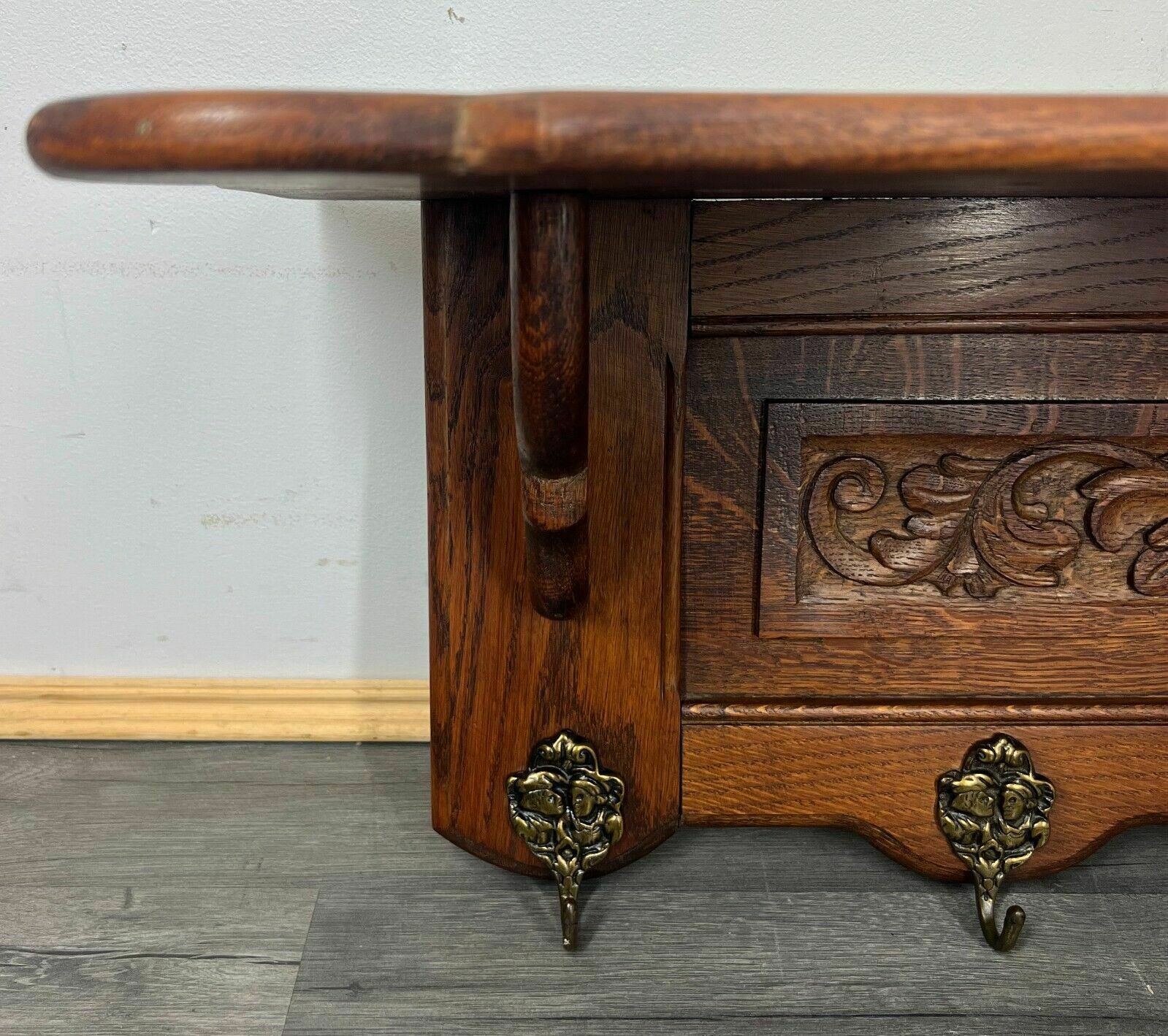 French Coat Hooks Antique French 7 Hook Ornate Carved Coat Plate Rack photo Furniture