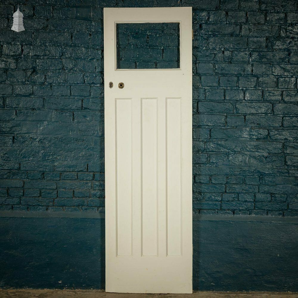photo for sale Half Glazed Door, 4 Panel White Painted
