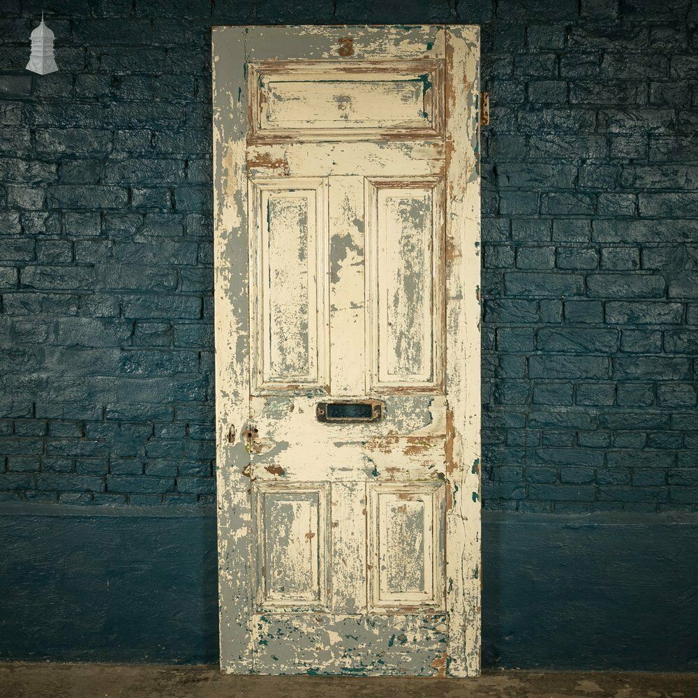 photo vintage Pine Paneled Door, 5 Moulded Panel