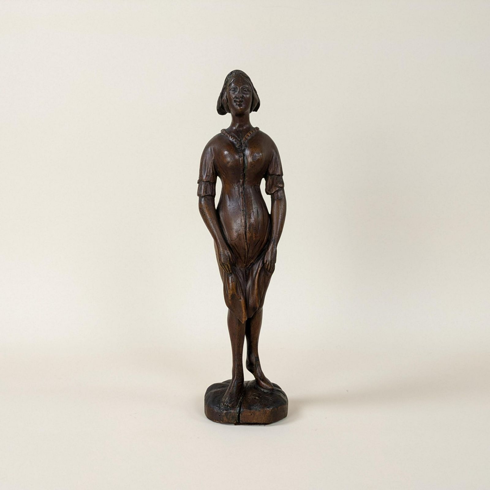Antique French Carved Wood Female Brothel Statue, Old Erotic Wooden Figurine, Curiosa Statuette Curiosity Collector, Brothel Sign