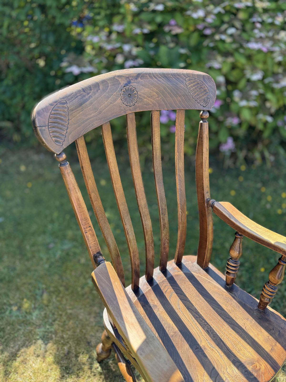 Antique Wooden High Back Farmhouse Chair photo vinterior