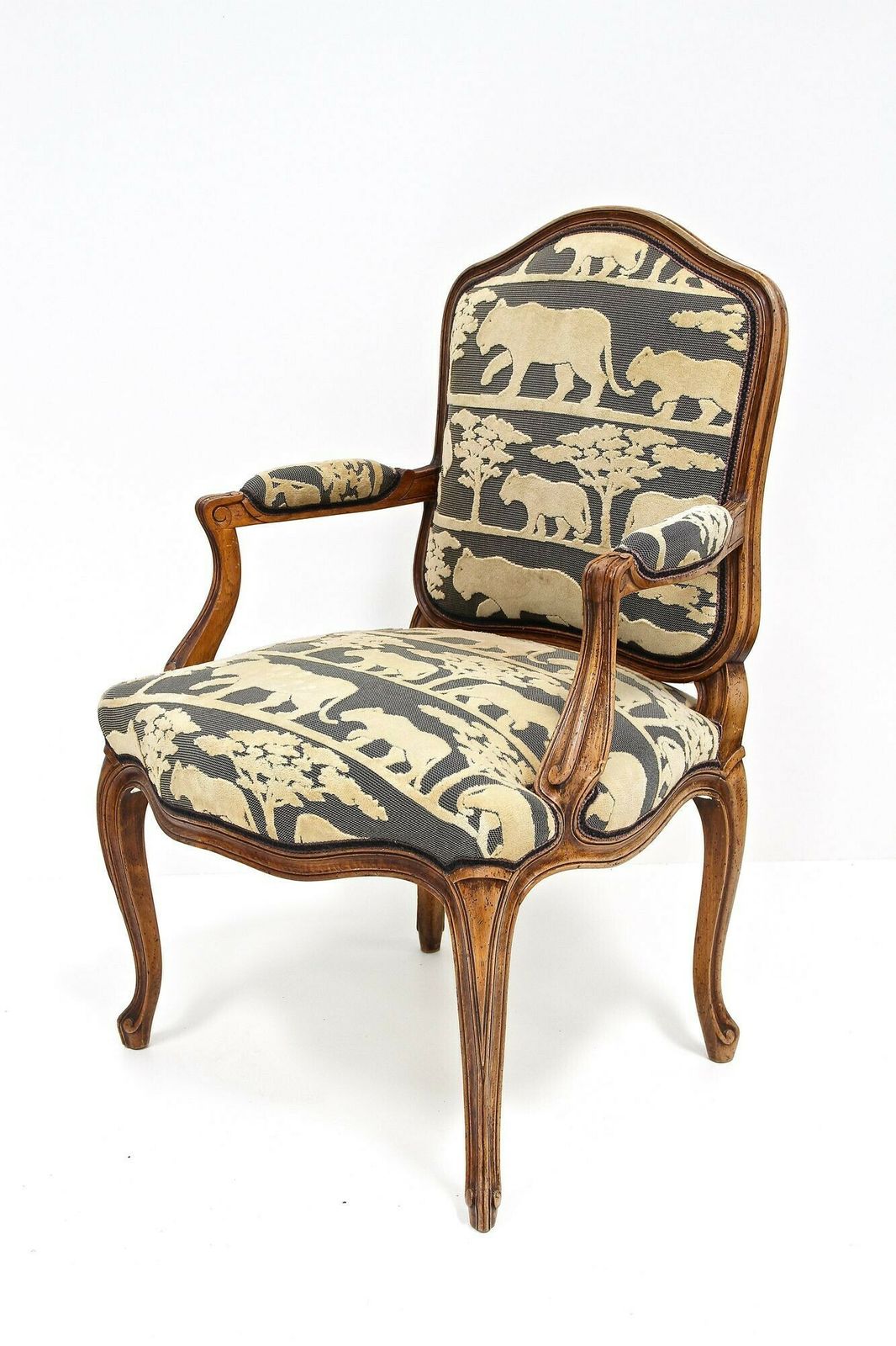 19th Century Nutwood Armchair, Handcarved, At Ca. 1880 photo vintage