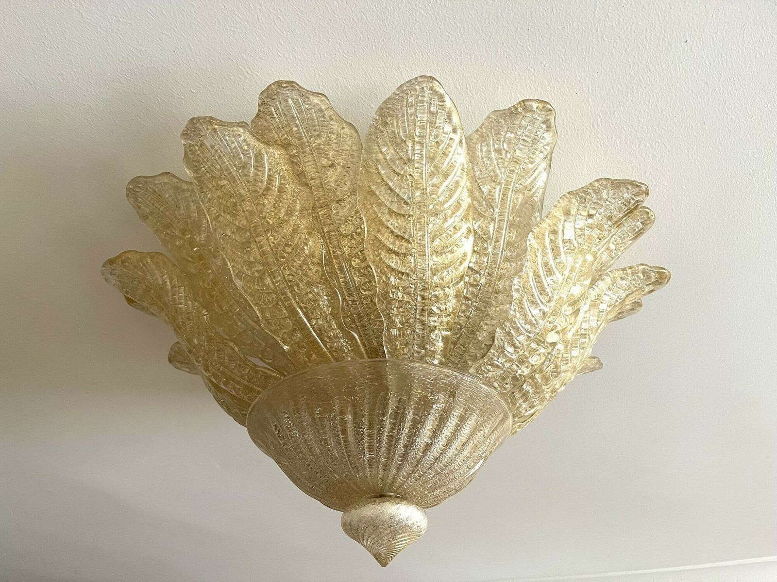 Golden Murano Glass Flush Mount Ceiling Light By Barovier & Toso, Italy 2002 photo for sale