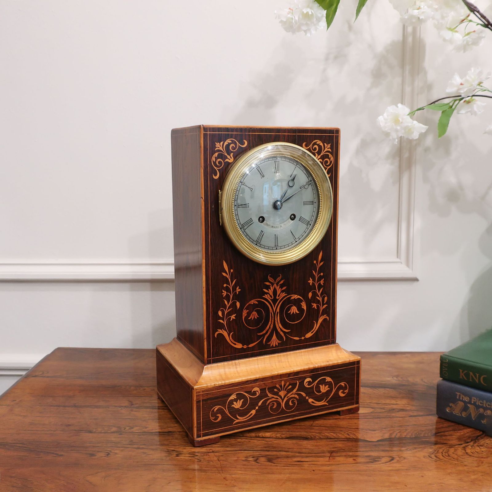 French Rosewood & Marquetry Mantel Clock photo furniture