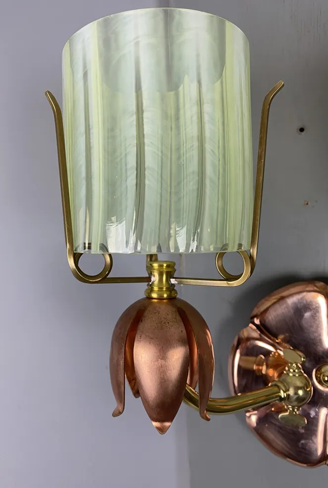 Ashby Lily Pad Double Wall Light With Opalescent Shade (51125) photo for sale