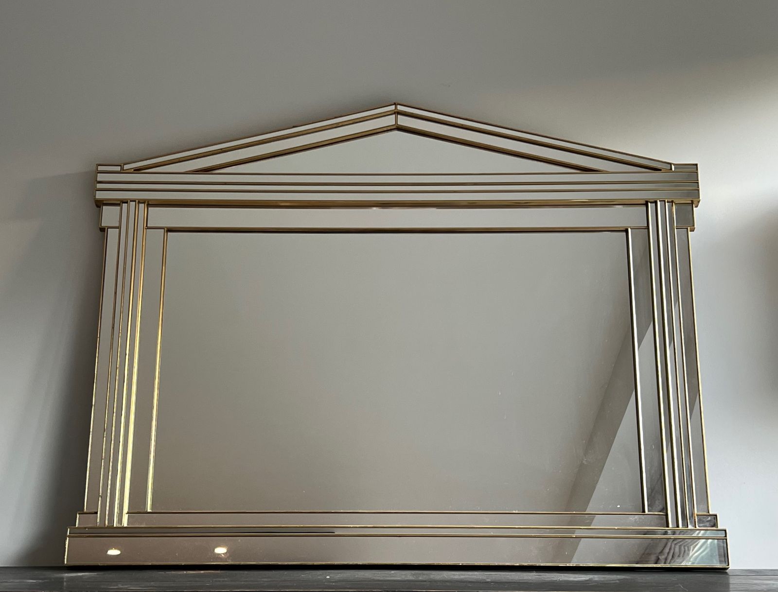 Large Domus Mirror In Wood, Golden Plexiglass And Mirrors photo furniture