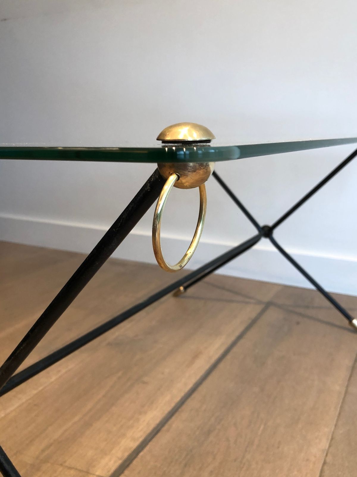 photo buy Coffee Table In Lacquered Brass Metal And Glass Slab By Jacques Adnet