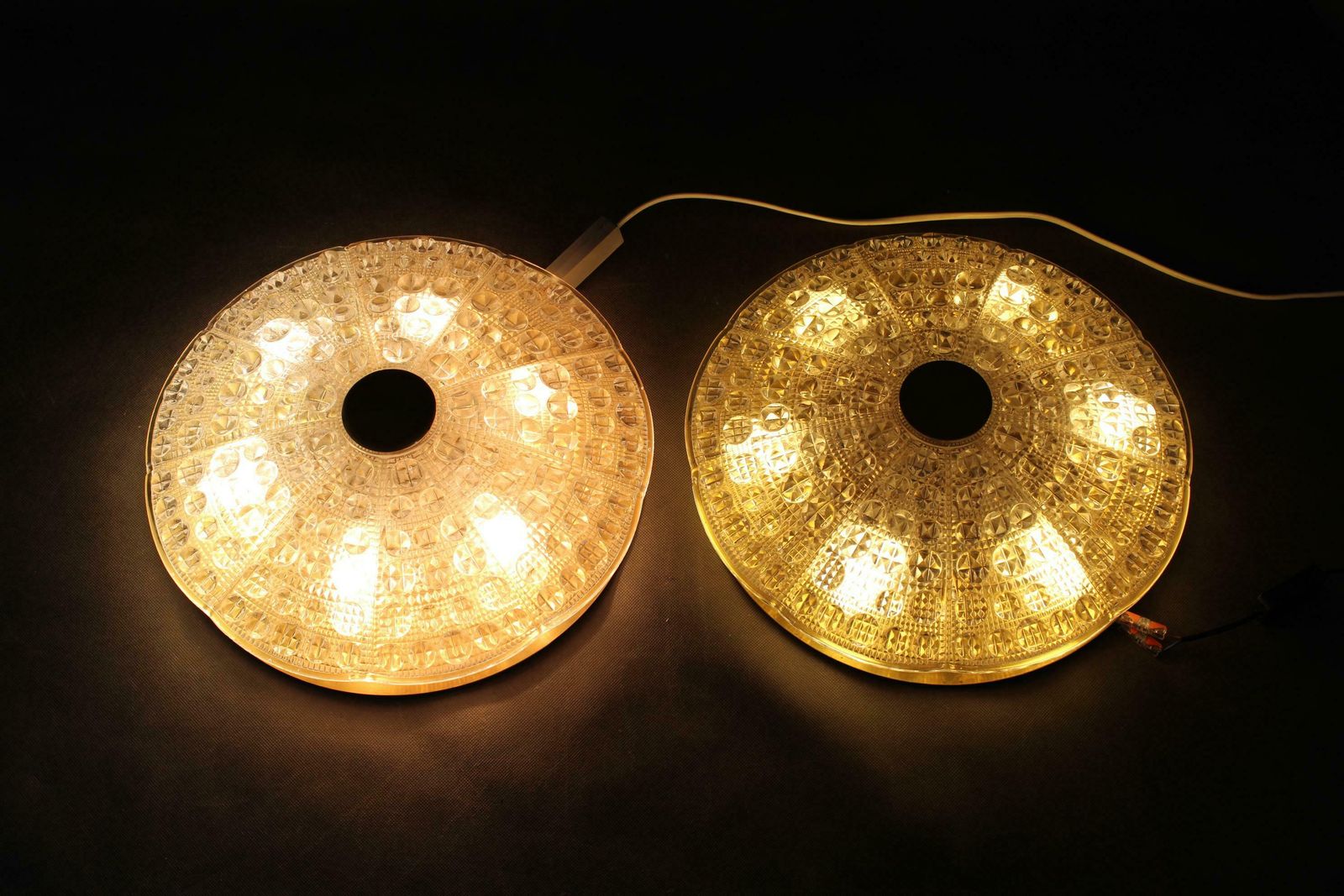 photo furniture 1970s Carl Fagerlund Pair Of Brass And Glass Ceiling Lamps, Sweden