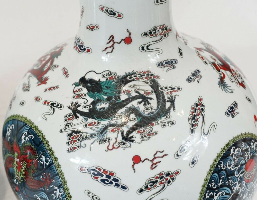 Ming Porcelain Urns   Pair Chinese Dragon Vases Bulbous Urn photo Home Decor