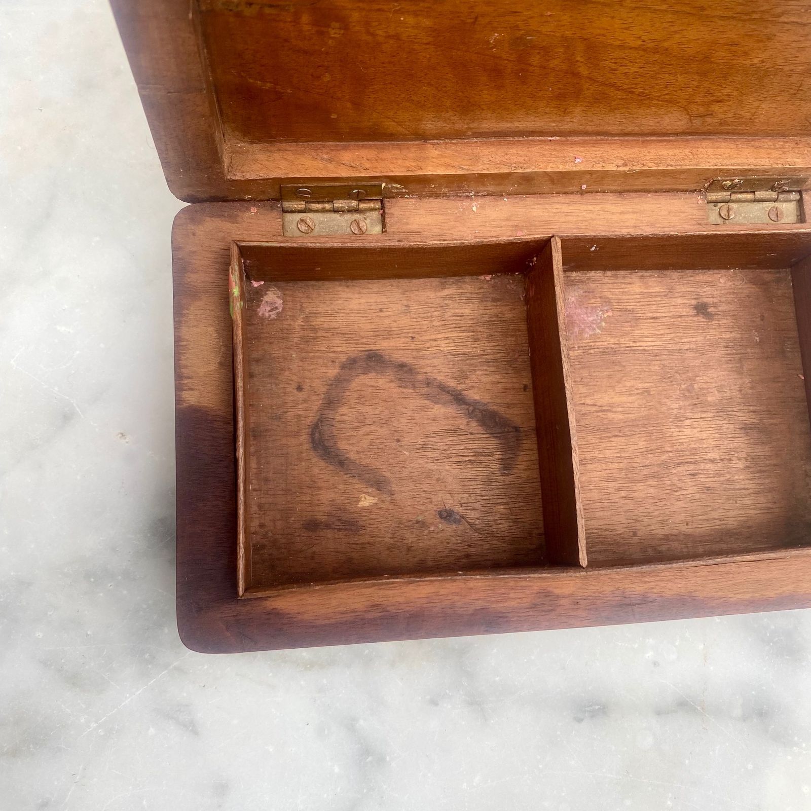 Antique 1920s Hand Carved Indian Rosewood Cigar Cigarette Case Pencil Pen Box photo buy
