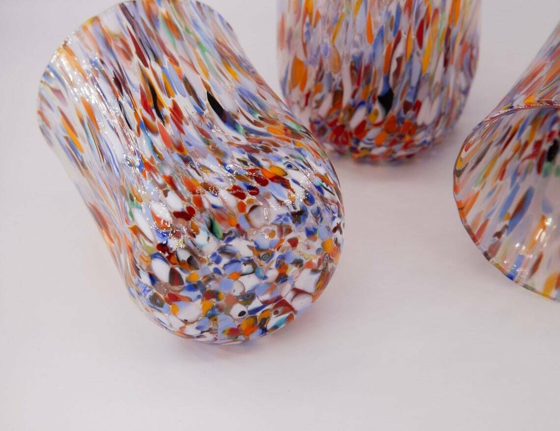 Denver, Set Of 6 Murano Glasses Color "Millefiori" Handmade, Murano Glass Made In Italy photo Home Decor